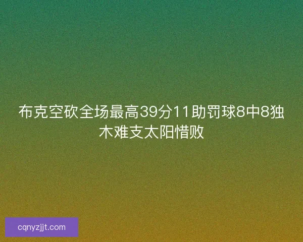 布克空砍全场最高39分11助罚球8中8独木难支太阳惜败